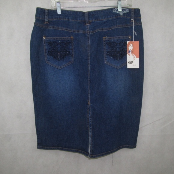 Hip Jeans Skirts 10 14 16 18 20 Knee Length Navy - Picture 1 of 2